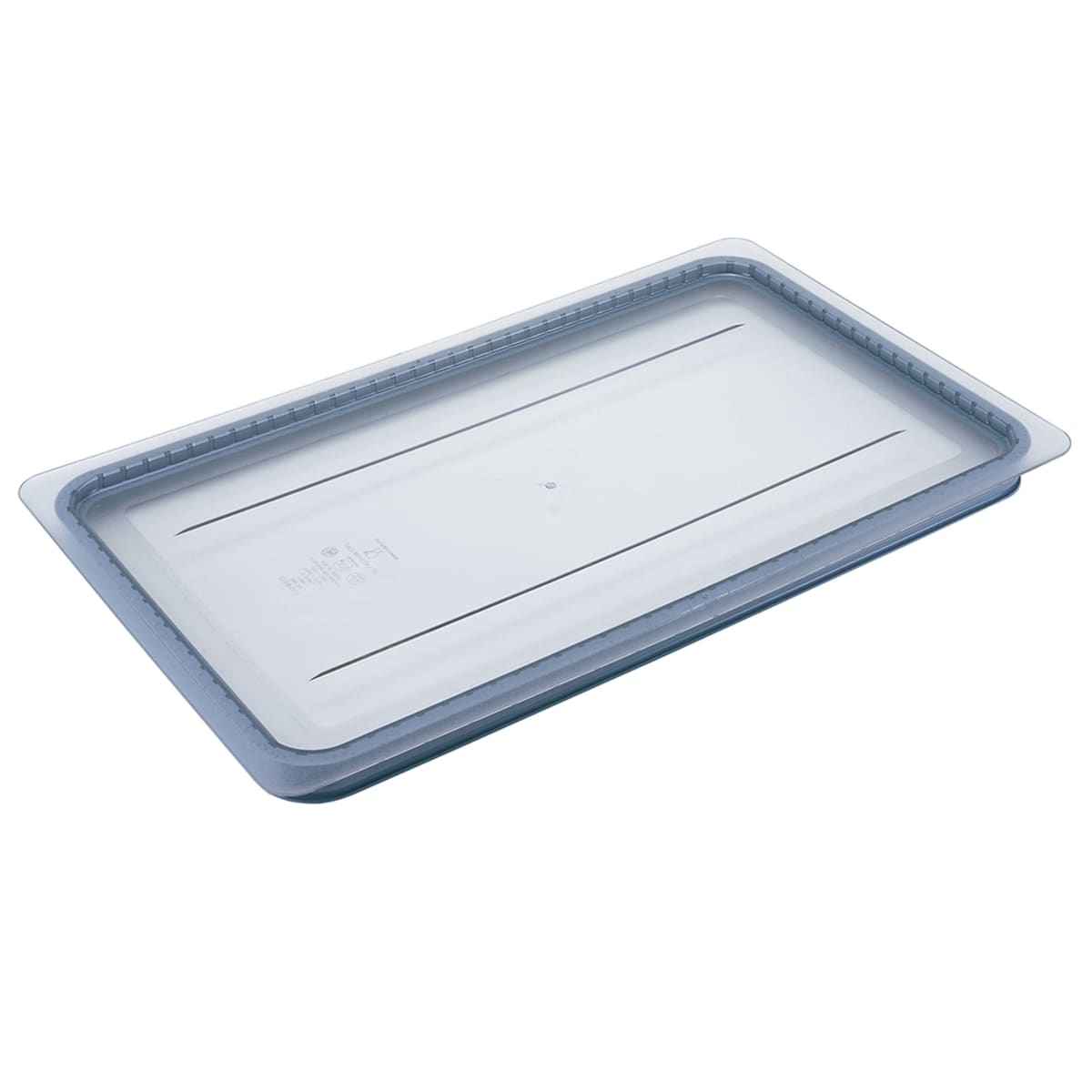 Cambro 10CWGL135 Camwear GripLid full-size clear polycarbonate food pan cover on white background
