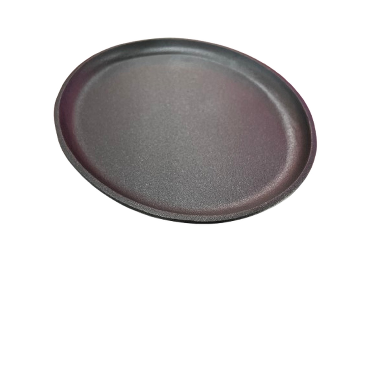 Clipper Mill LD Oval Cast Iron Dish shown from above at an angle, revealing its smooth dark surface and low-profile rim