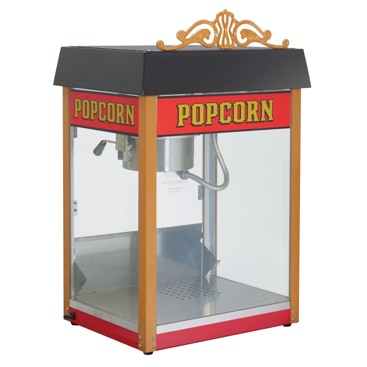 Street Vendor countertop popcorn machine with antique-style trim and clear viewing panels