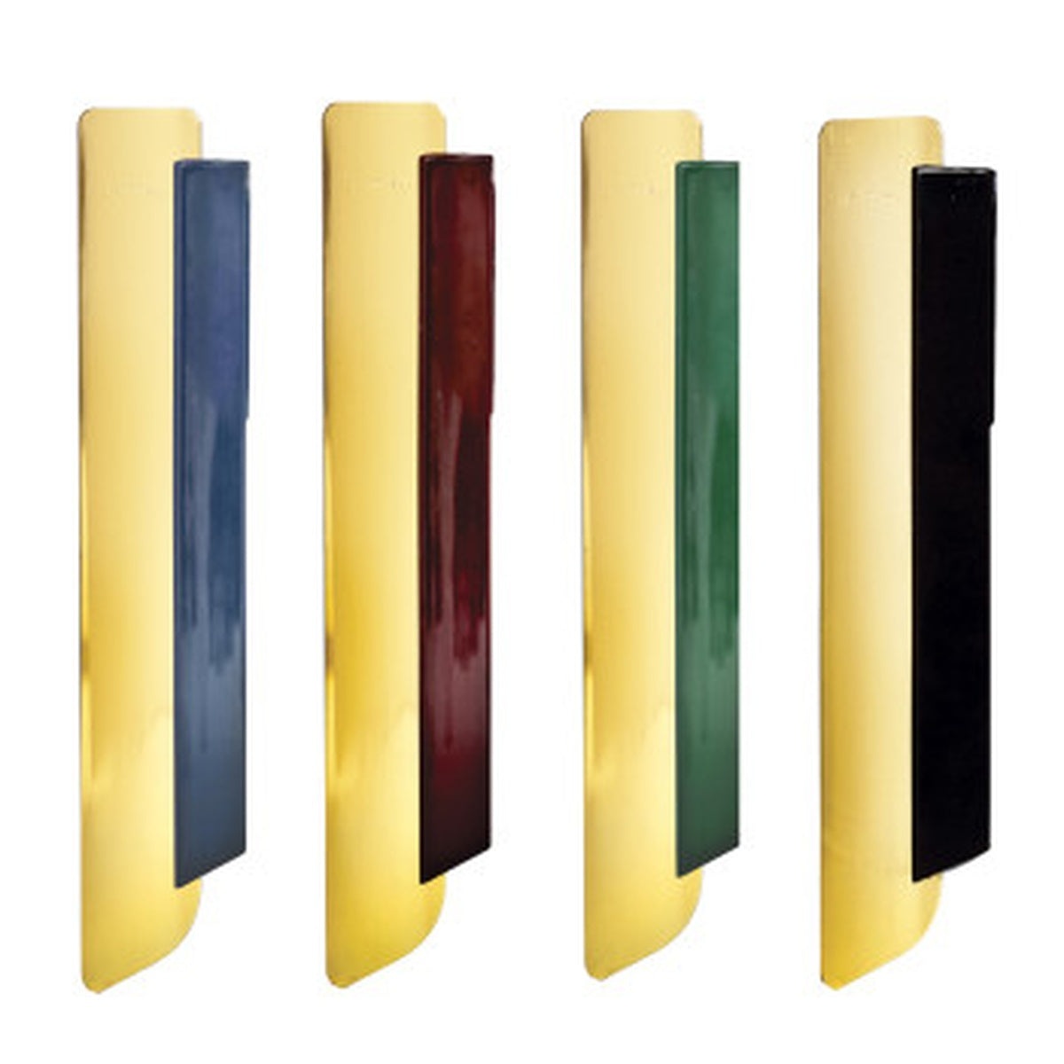 Franmara 1105-BU crumb scrapers displayed in all four handle colors: dark blue, burgundy, dark green, and black
