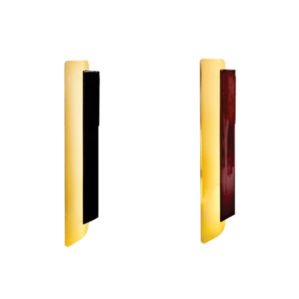 Franmara 1105-BU crumb scrapers shown in black and burgundy handle variants with gold anodized blade