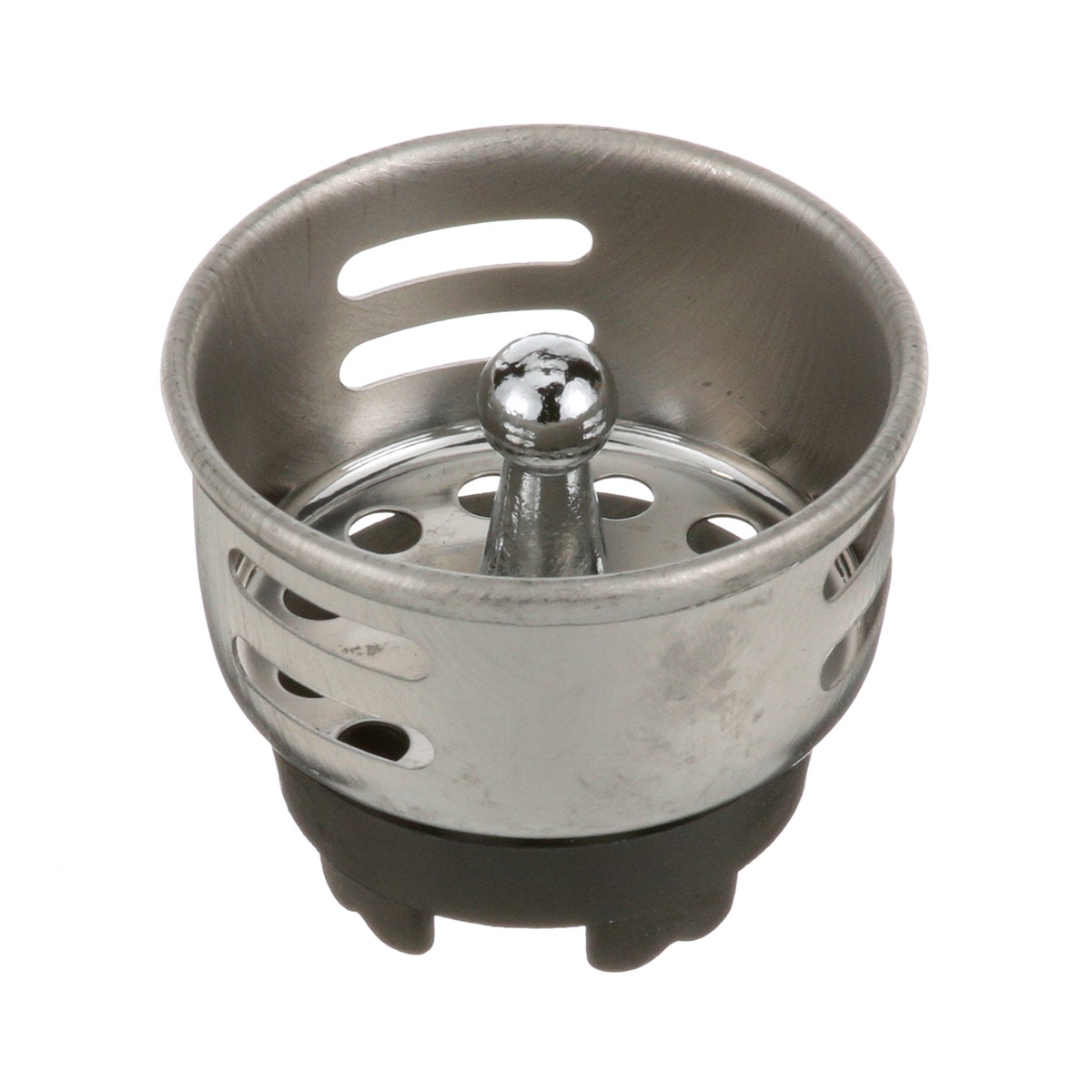 AllPoints 111345 drain strainer basket top-angled view showing interior mesh floor and center pull knob