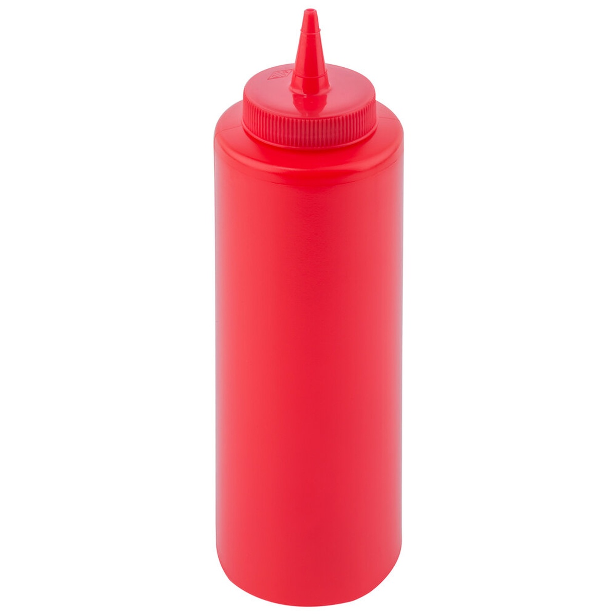 TableCraft 112K 12 oz red cone tip squeeze bottle with red screw-on cap