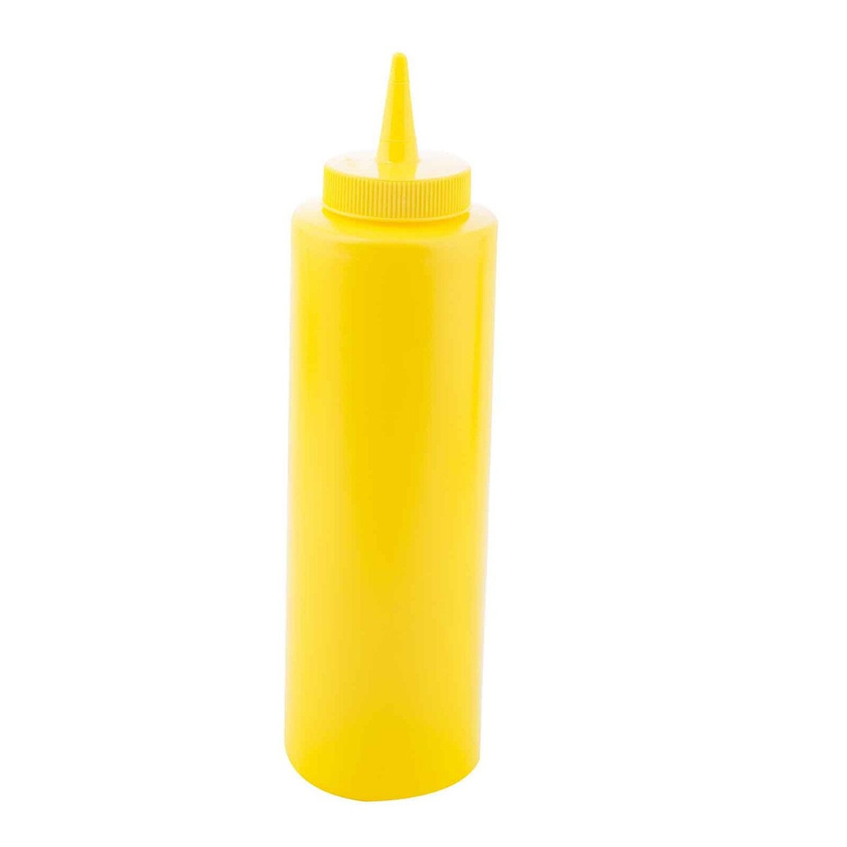 TableCraft 112M 12 oz yellow squeeze bottle with cone tip cap, front view