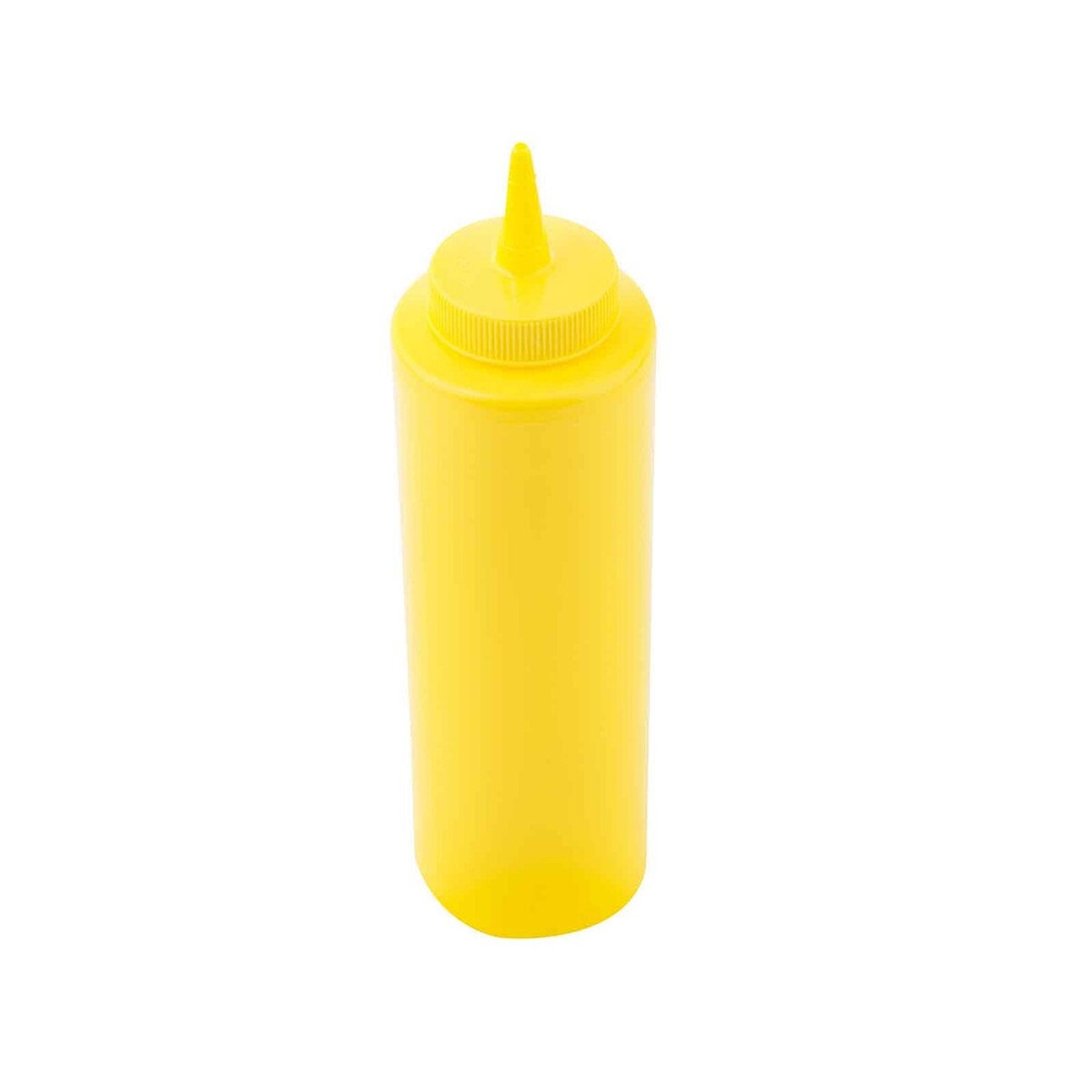 TableCraft 112M yellow squeeze bottle showing cylindrical body and cone tip from a slightly elevated angle
