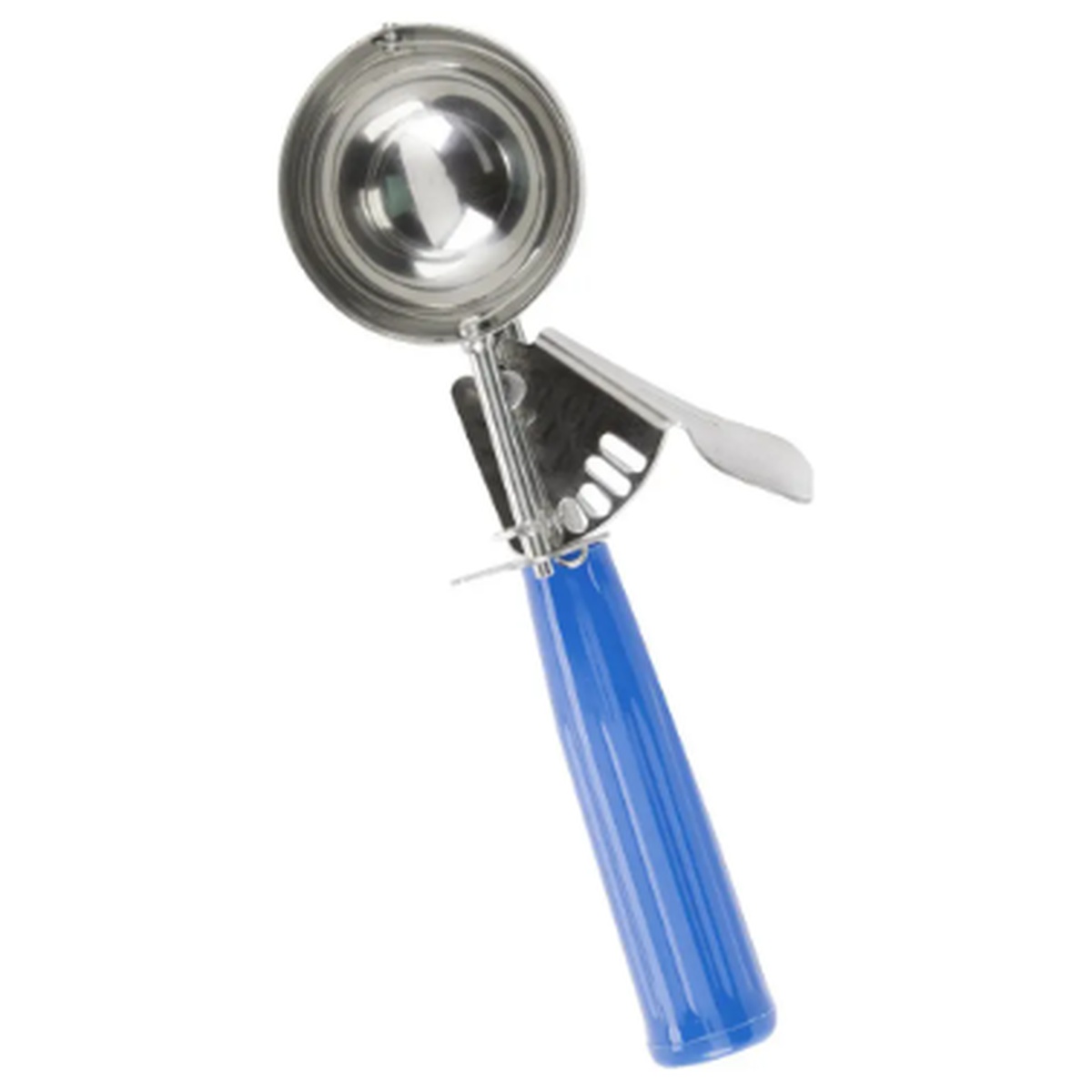 Clipper Mill #16 disher with blue polypropylene handle and stainless steel bowl