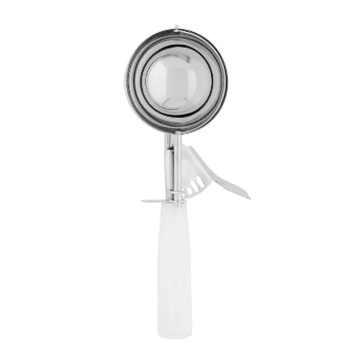Clipper Mill #6 Disher with stainless steel bowl and white polypropylene handle