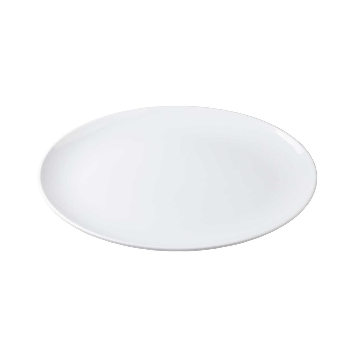 Tablecraft 11529 white oval melamine platter, slightly elevated top view