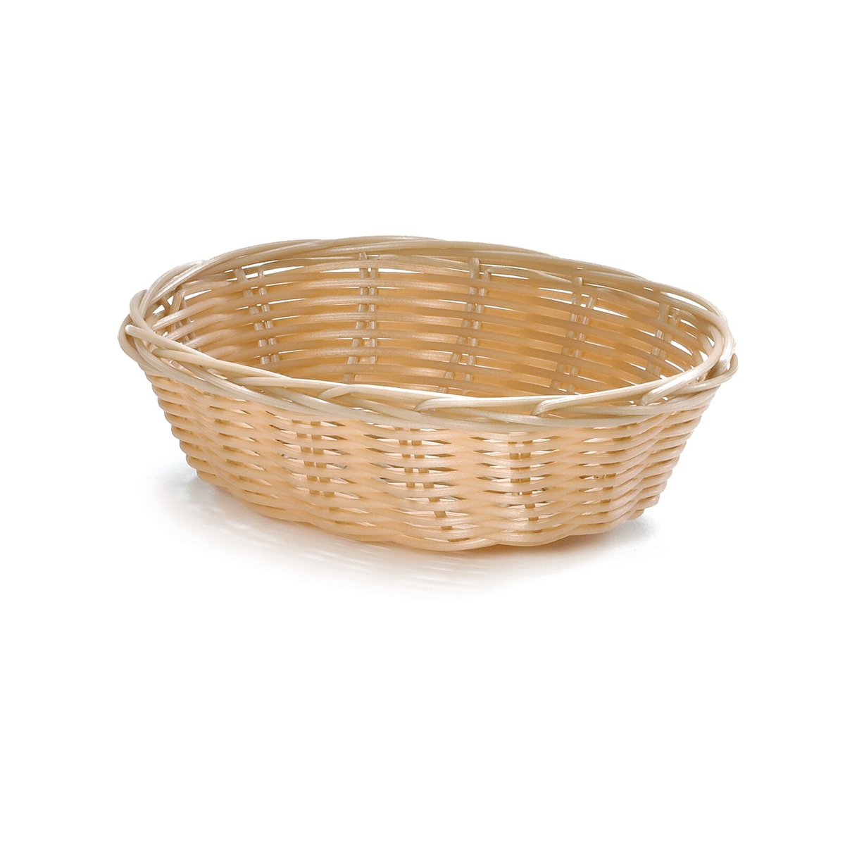 TableCraft 1171W 7-inch oval natural-color hand-woven polypropylene serving basket on white background