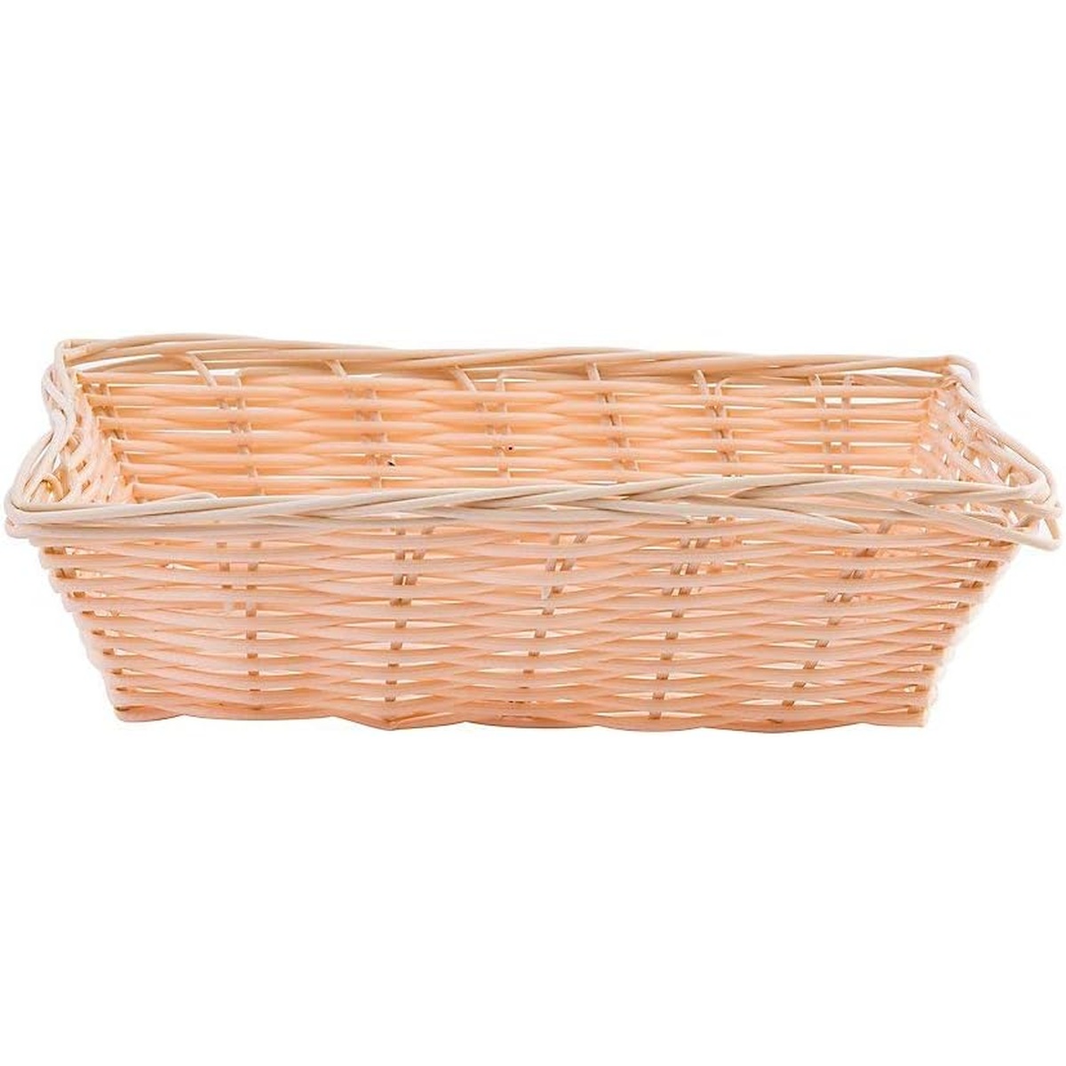 TableCraft 1172W polypropylene woven basket, three-quarter angle view showing overall form and beige color