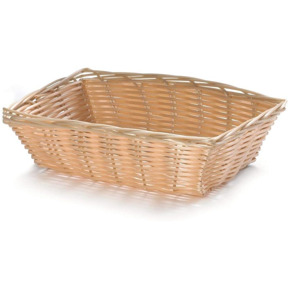 TableCraft 1172W rectangular woven polypropylene basket, top angled view showing open interior