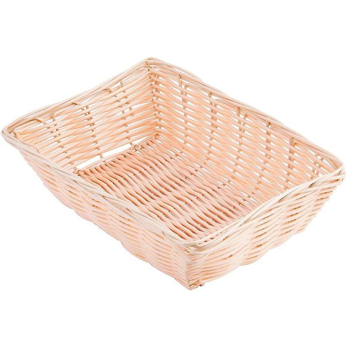 TableCraft 1172W basket shown at an angle, highlighting the rectangular shape and woven side walls
