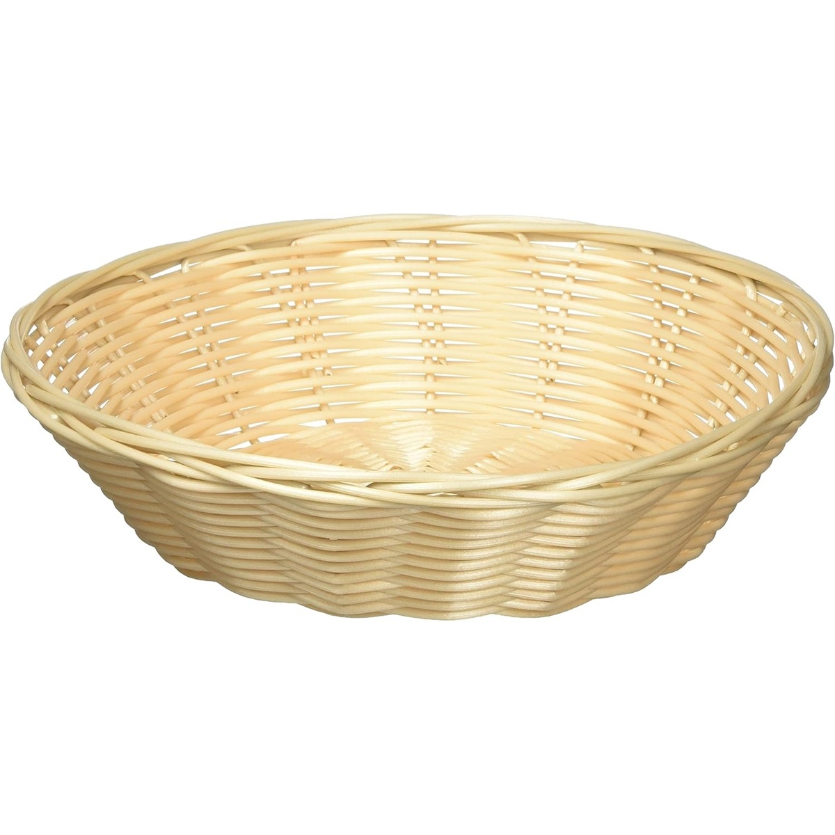 TableCraft 1175W round natural hand-woven polypropylene bread basket, 8-1/2 inch diameter