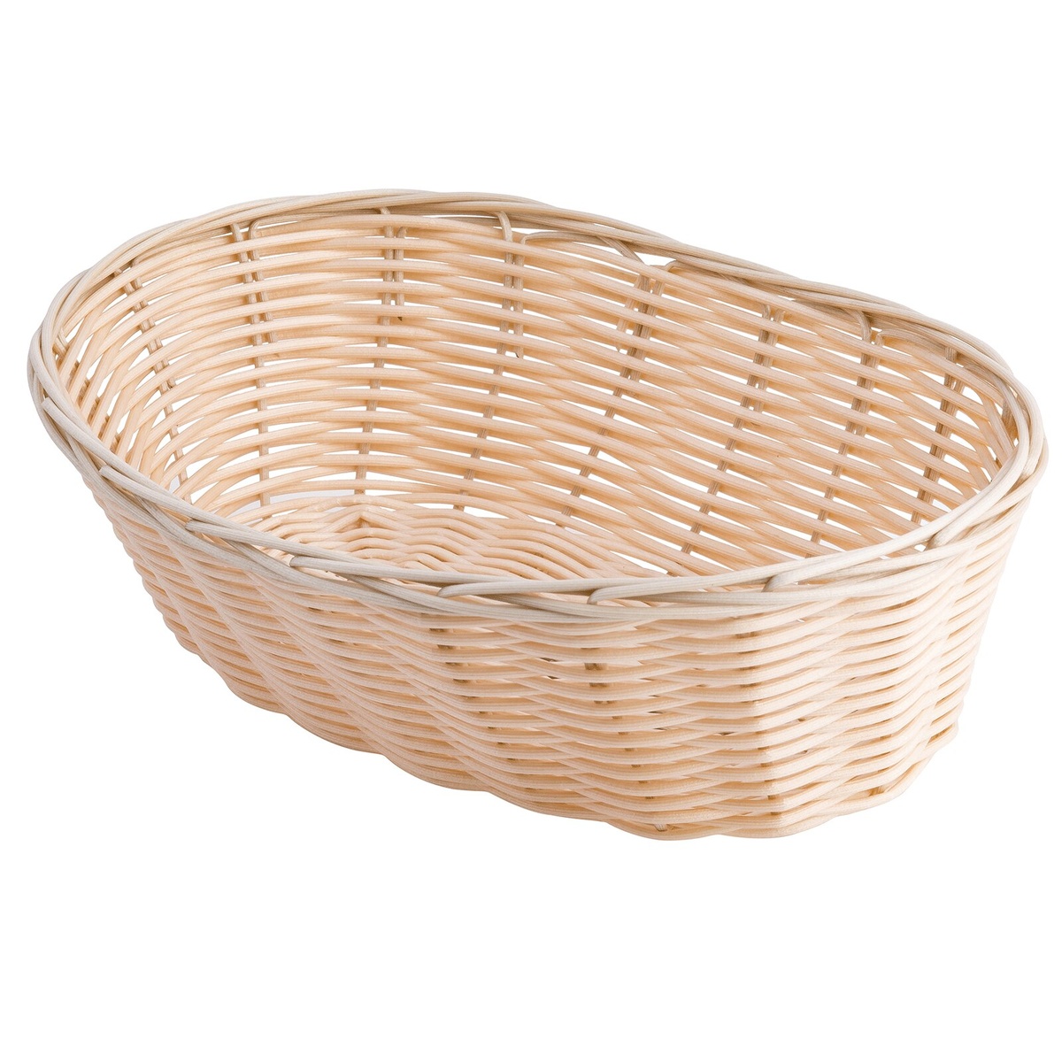 TableCraft 1176W natural oval woven basket, elevated angled view showing depth and oval form