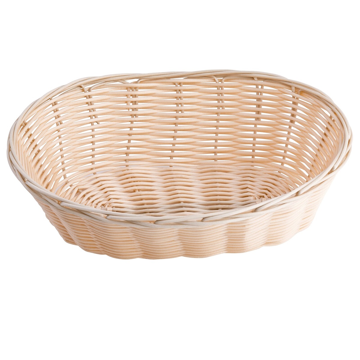 TableCraft 1176W oval natural serving basket viewed from above, showing interior weave detail