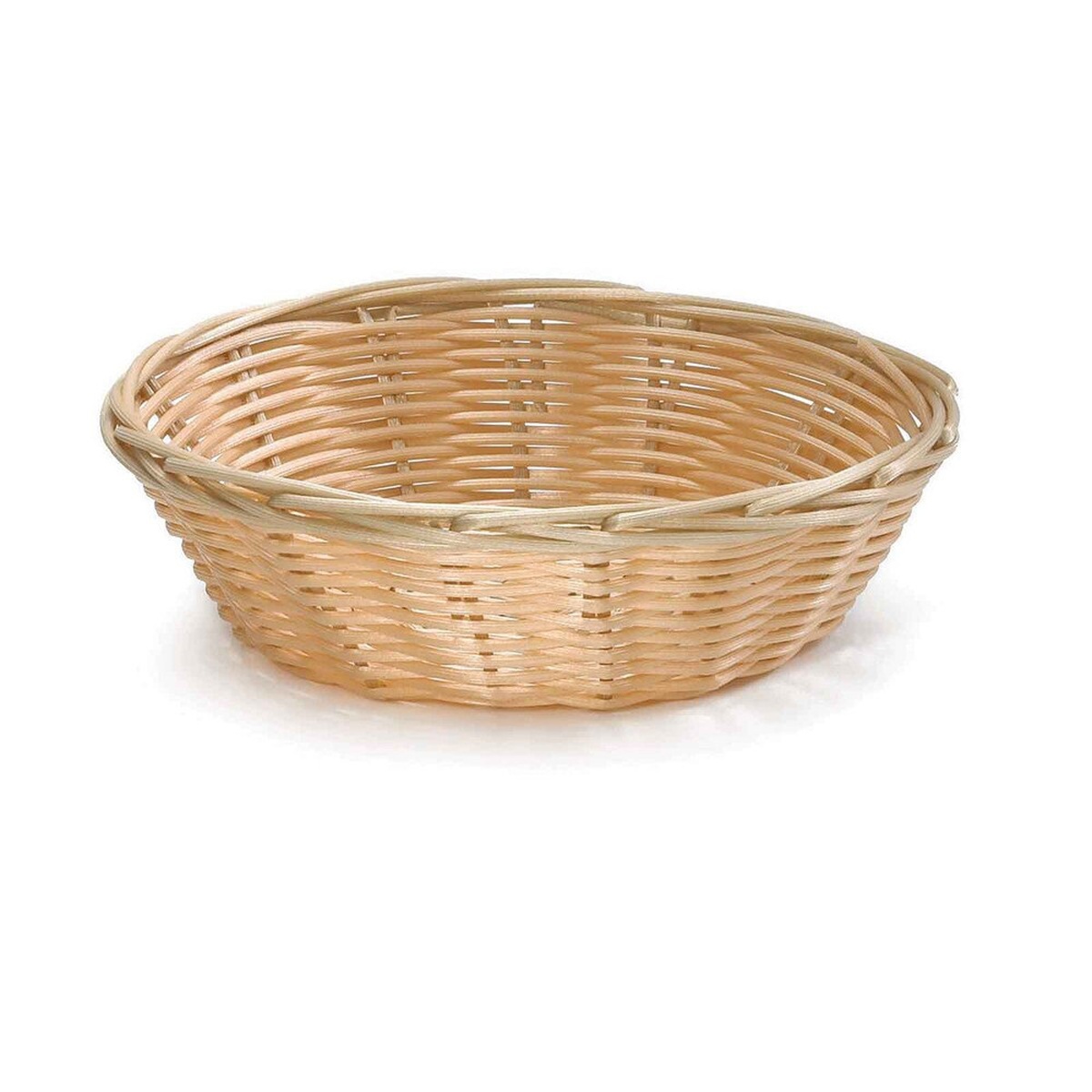 TableCraft 1177W round woven basket, side-angle view showing woven sidewall detail