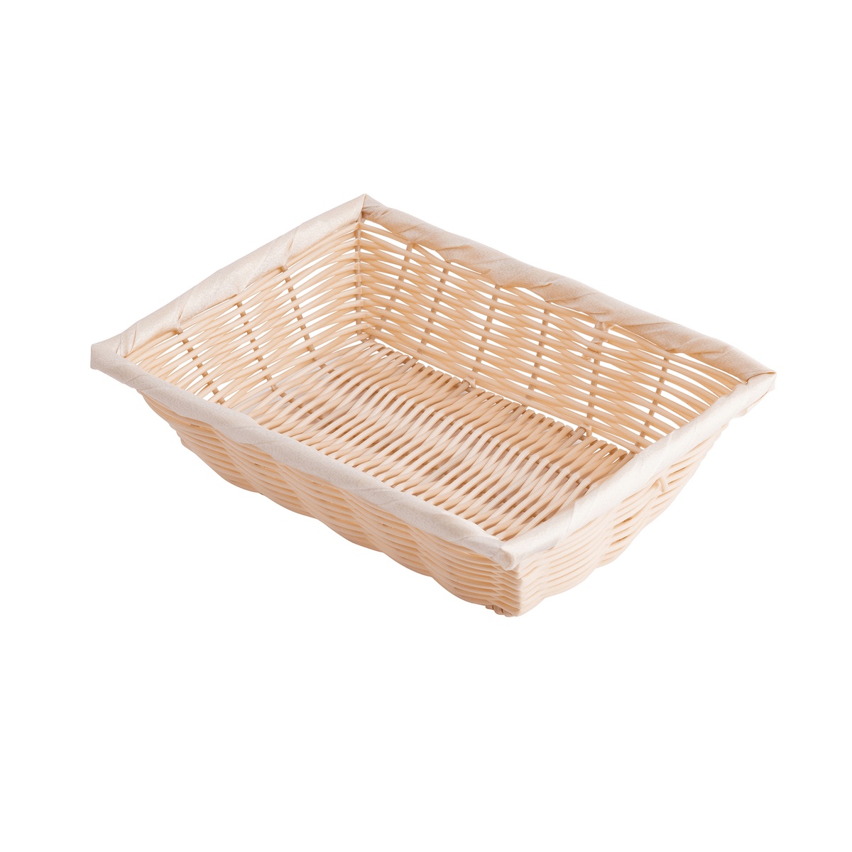 TableCraft 1187W basket angled side view highlighting the woven sides and open interior