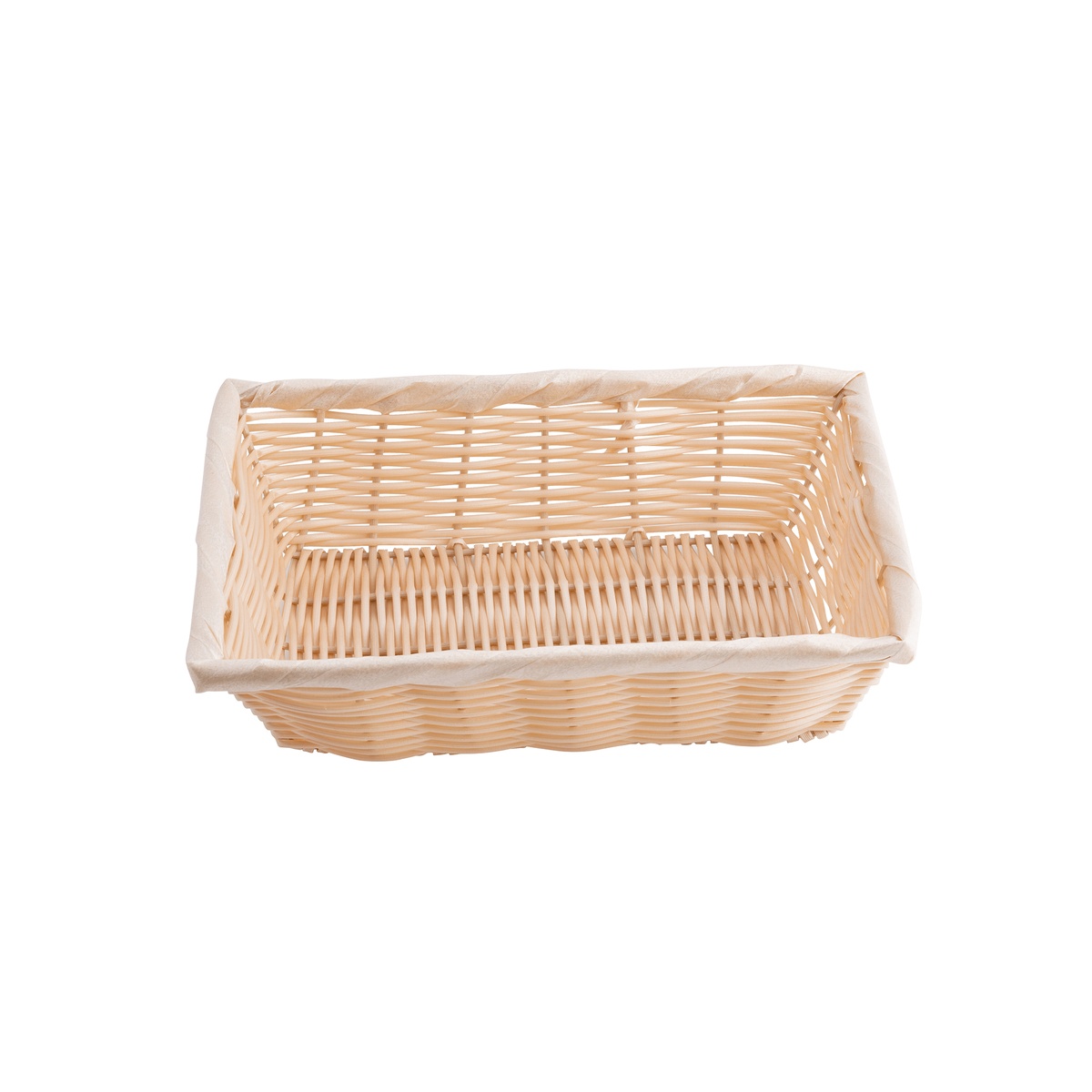 TableCraft 1187W basket viewed from the front showing depth of the woven sides and interior