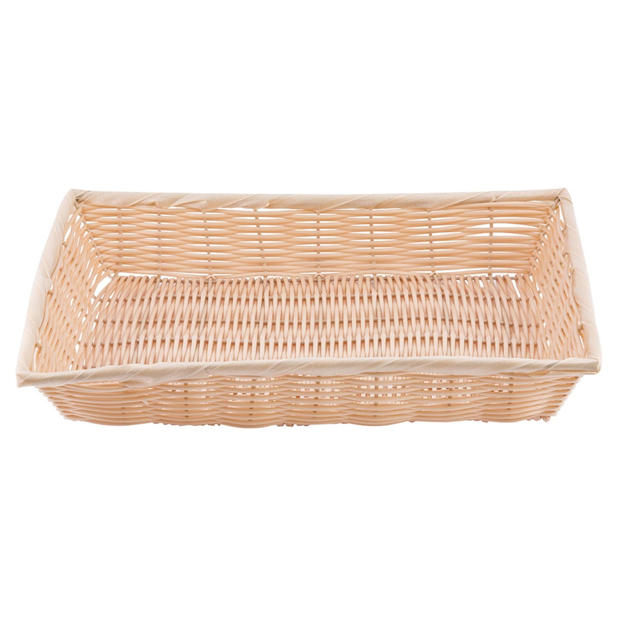 Tablecraft 1189W rectangular woven basket front-facing view showing side weave detail