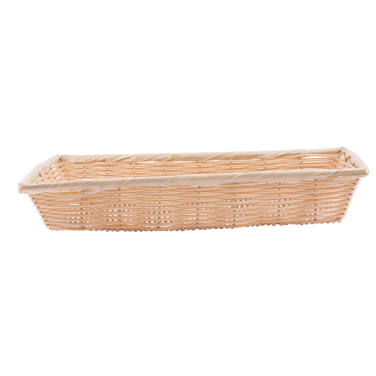 Tablecraft 1189W woven polypropylene basket side profile view showing depth and weave texture