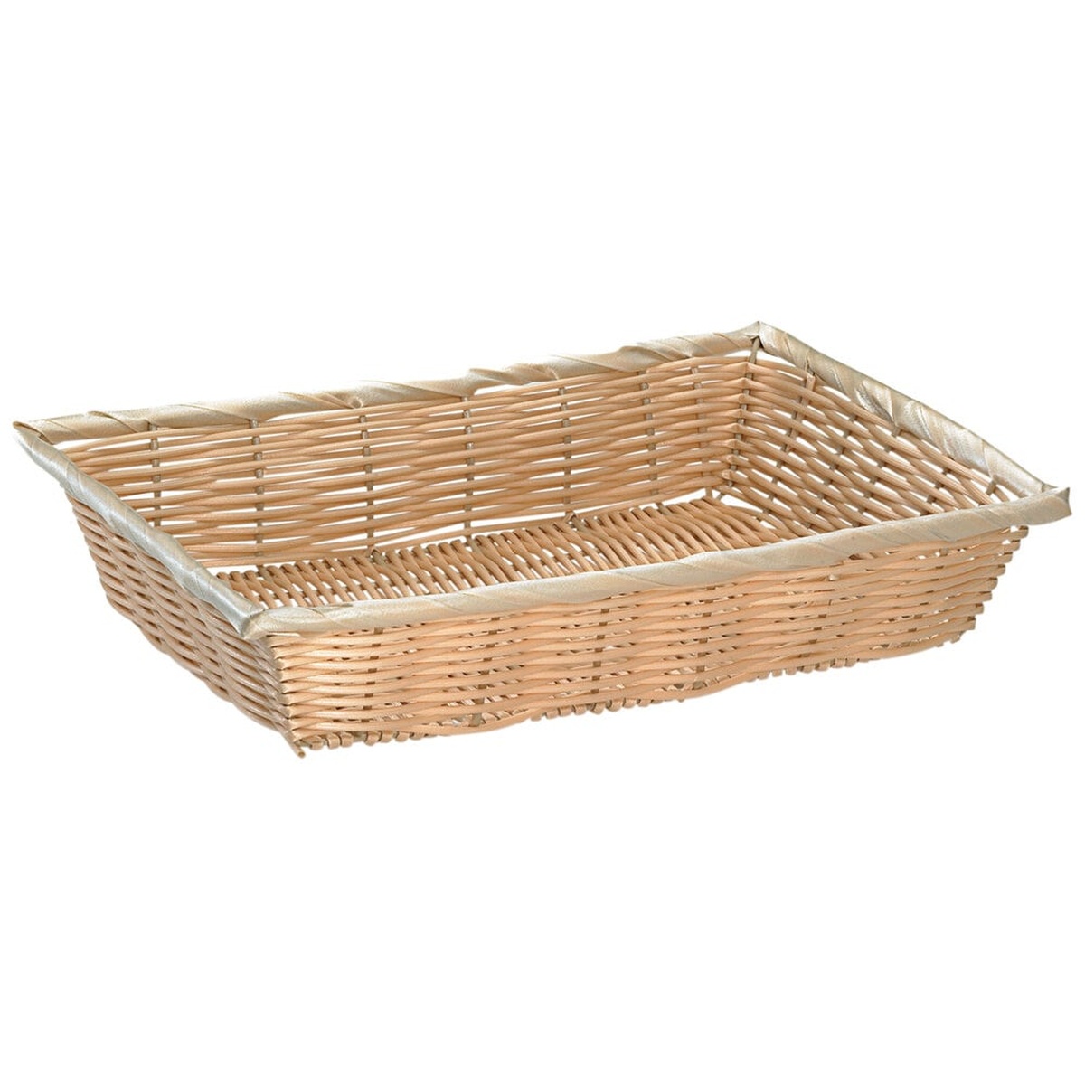 TableCraft 1192W 18 x 12-1/4 x 3 inch rectangular natural-colored hand-woven polypropylene basket