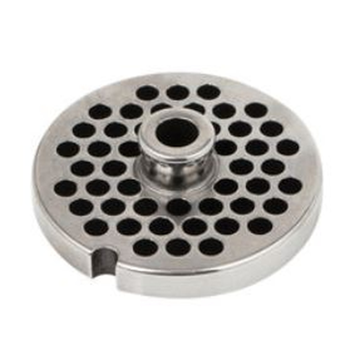 Alfa International Size 12 meat grinder chopper plate with 1/8-inch holes and center hub, chrome/vanadium alloy steel