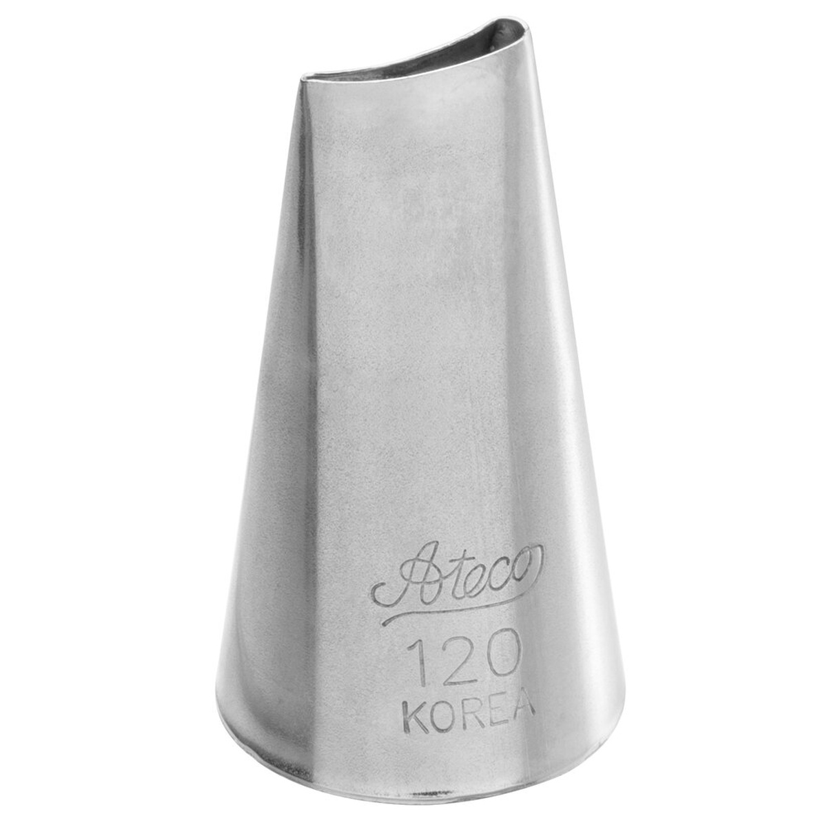 Ateco 120 curved petal piping tip, stainless steel, engraved with Ateco 120 Korea
