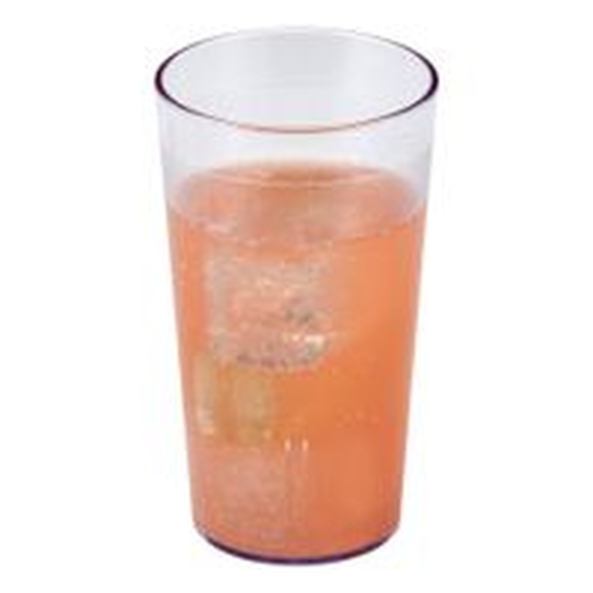 Cambro Colorware clear plastic tumbler filled with a pink beverage and ice
