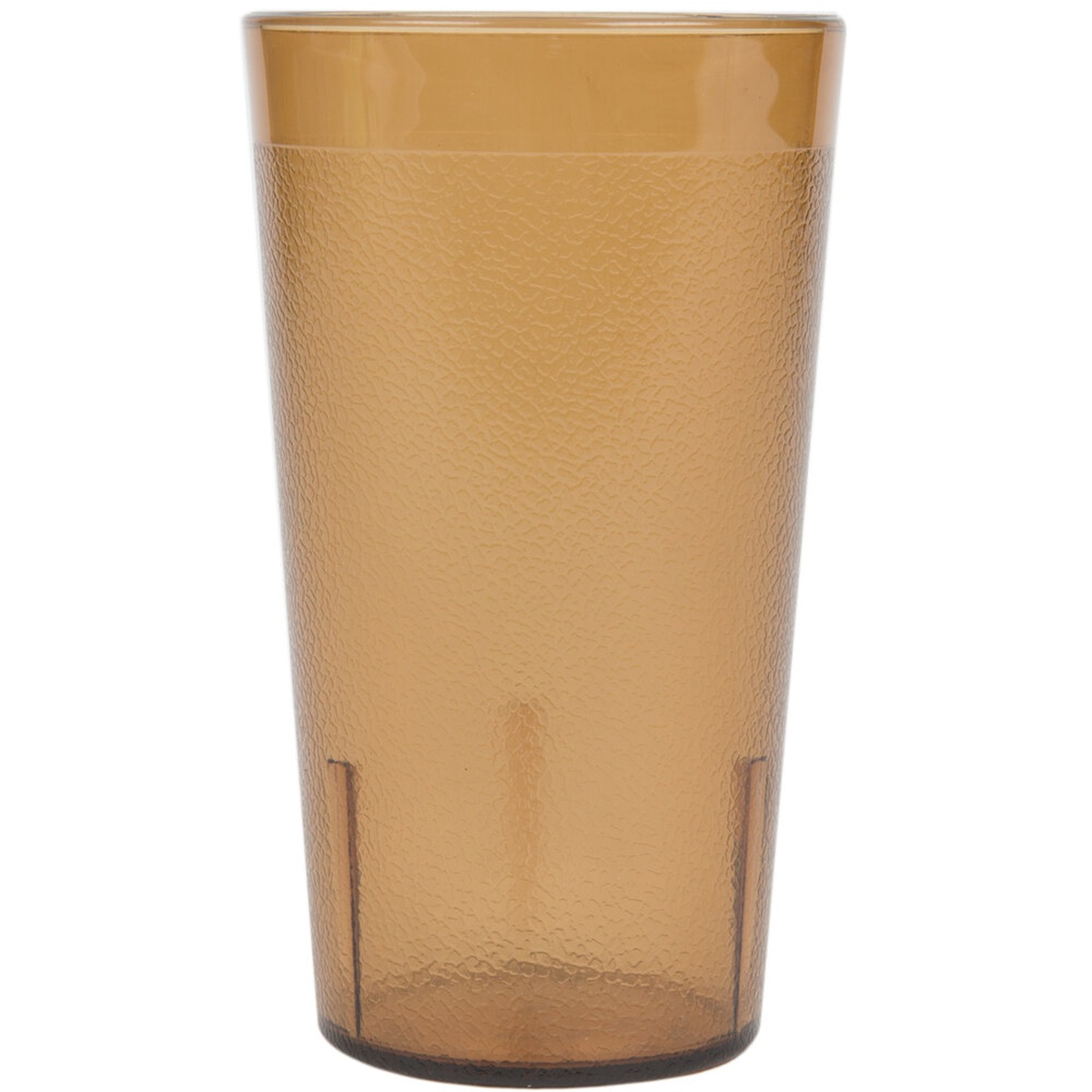 Cambro 1200P153 Colorware 12.6 oz. amber SAN plastic tumbler with pebbled textured exterior on white background