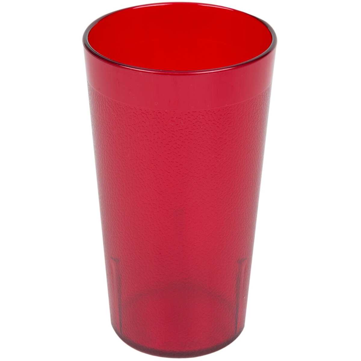 Cambro 1200P156 ruby red 12.6 oz SAN plastic tumbler with textured exterior on white background