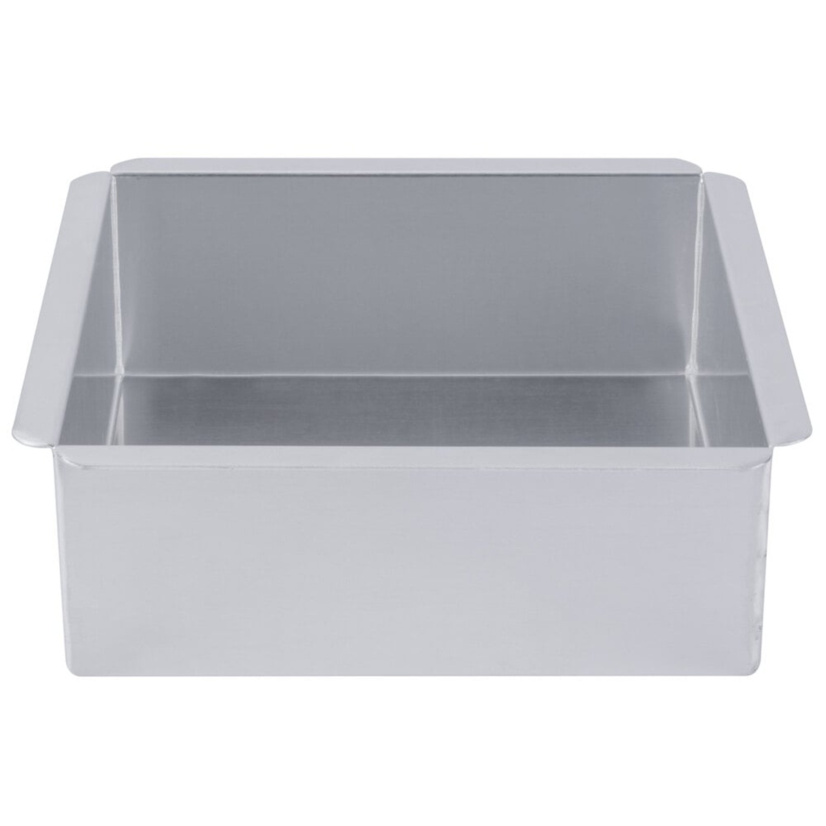 Ateco aluminum square cake pan front view showing straight sidewalls and solid base