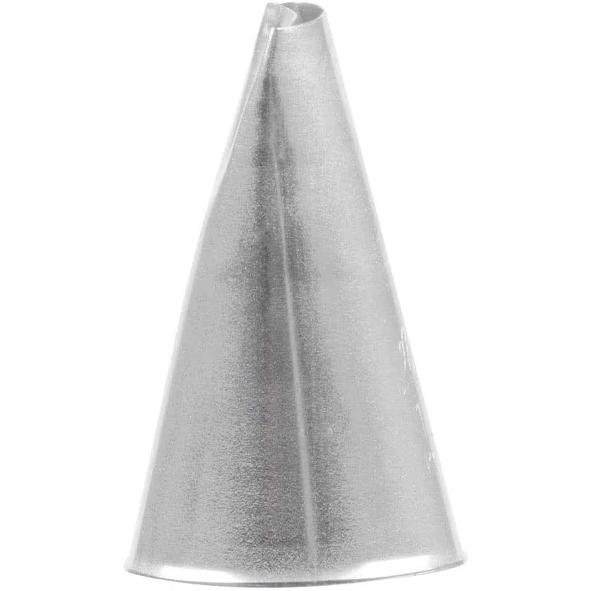 Ateco 121 curved petal piping tip side view showing full cone body profile in stainless steel