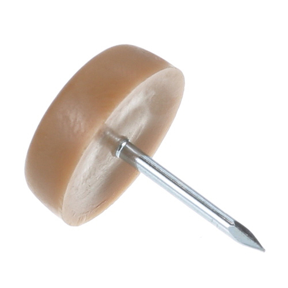 AllPoints 1211039 beige plastic nail-on furniture glide with metal nail pin