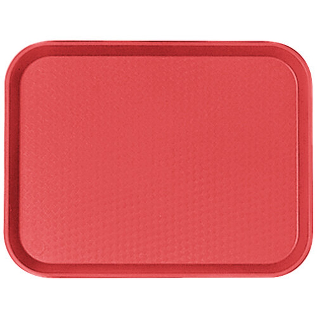Cambro 1216FF163 red rectangular polypropylene fast food tray with textured surface, top view