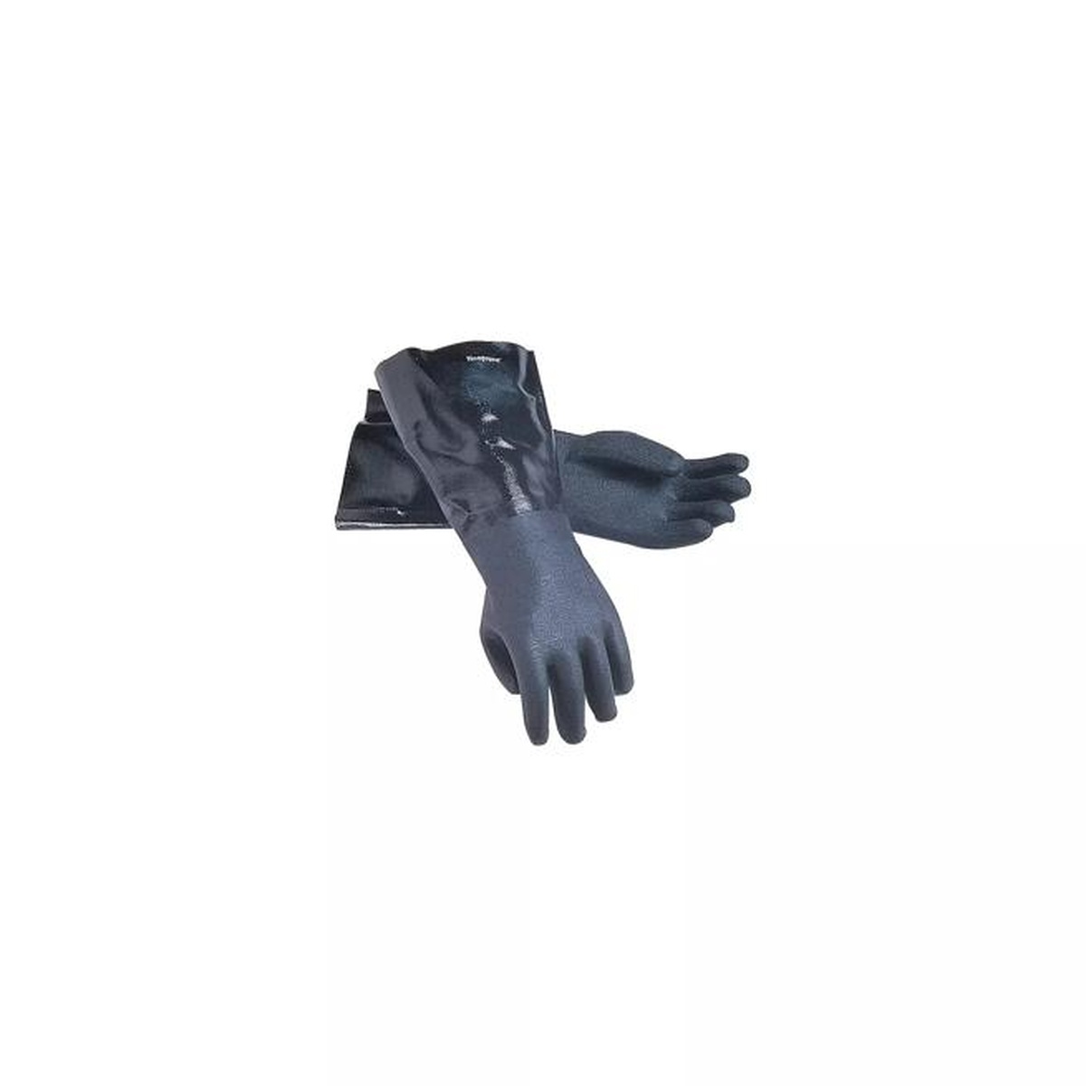 San Jamar 1217EL black neoprene dishwashing glove pair shown from an overhead angle