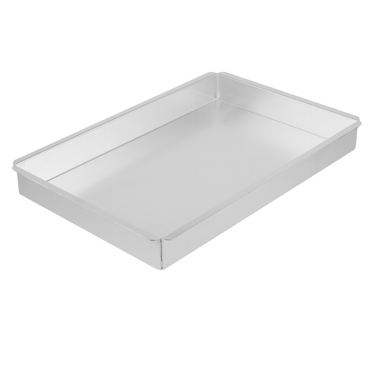 Ateco 12180 aluminum rectangular straight-sided cake pan, silver, on white background