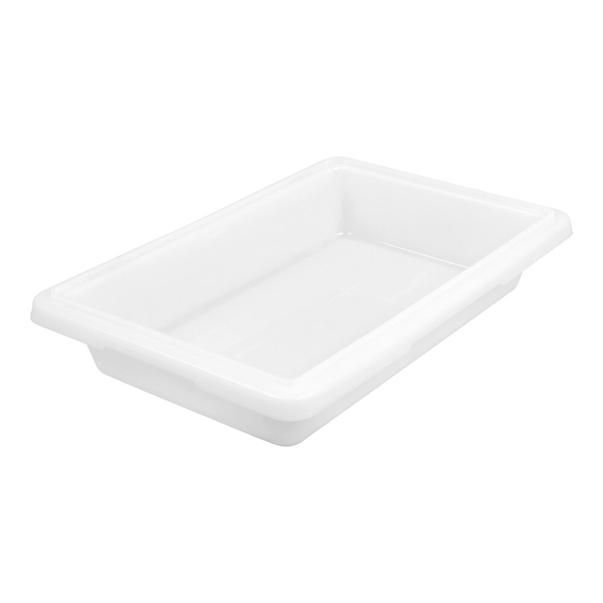 Cambro 12183P148 white polyethylene food storage box, angled view showing molded handles and interior