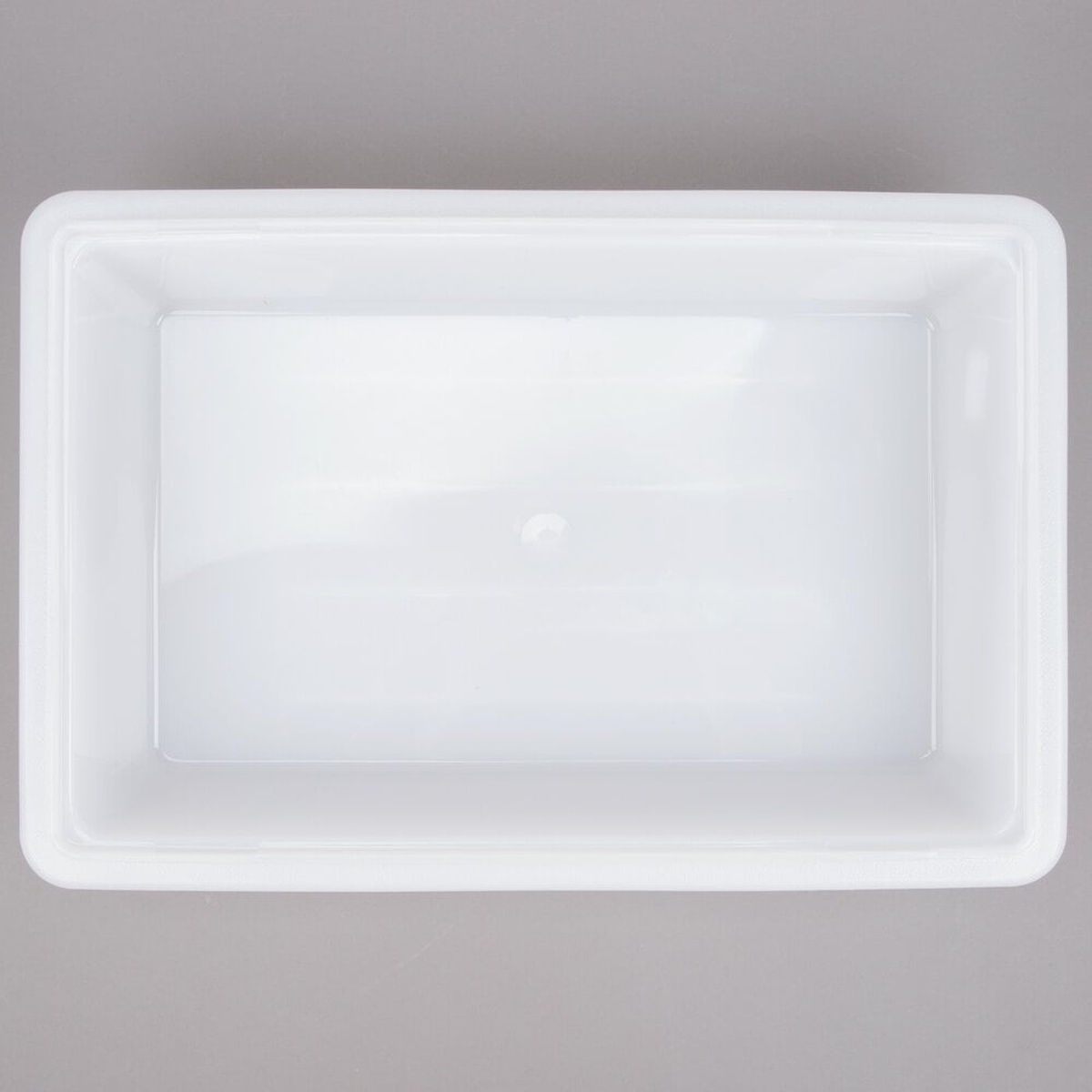 Top-down view of Cambro 12183P148 white food storage box showing full interior capacity
