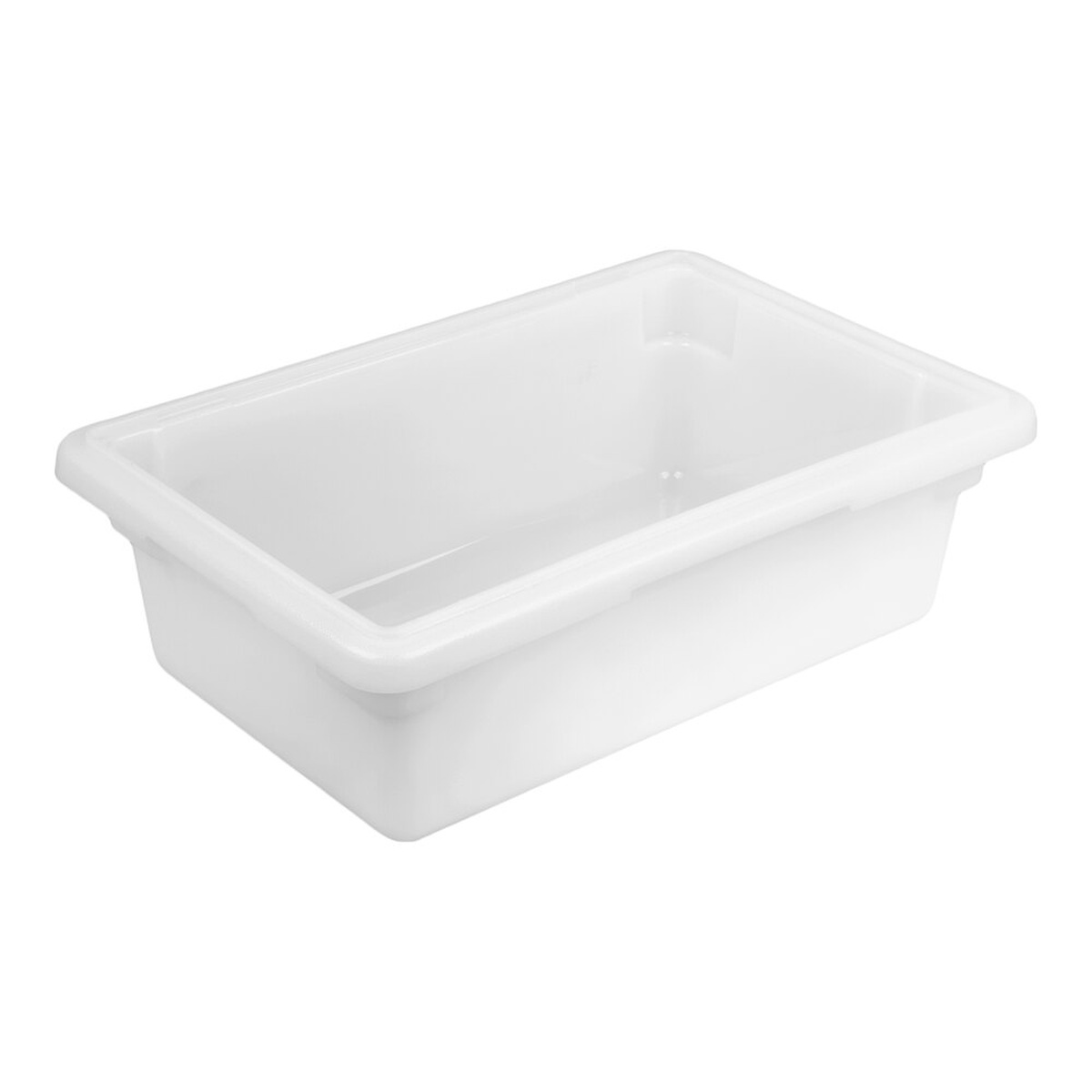 Cambro 12186P148 white polyethylene food storage box with molded-in handles, angled view