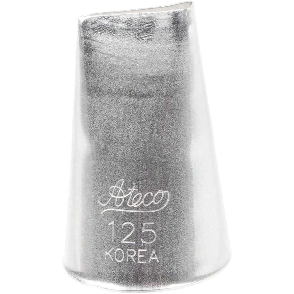 Ateco 125 petal decorating tip showing Ateco branding and Korea origin stamp on stainless steel body