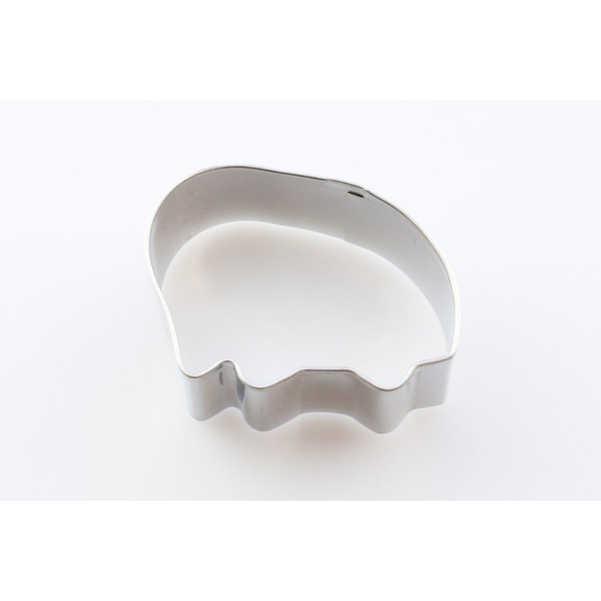 Stainless steel cookie cutter with rounded top and scalloped bottom edge