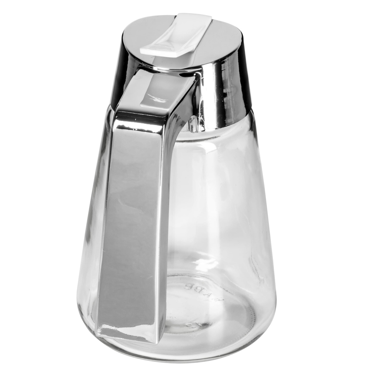 Tablecraft 1271 dispenser top-down angled view highlighting the chrome ABS lid and handle detail