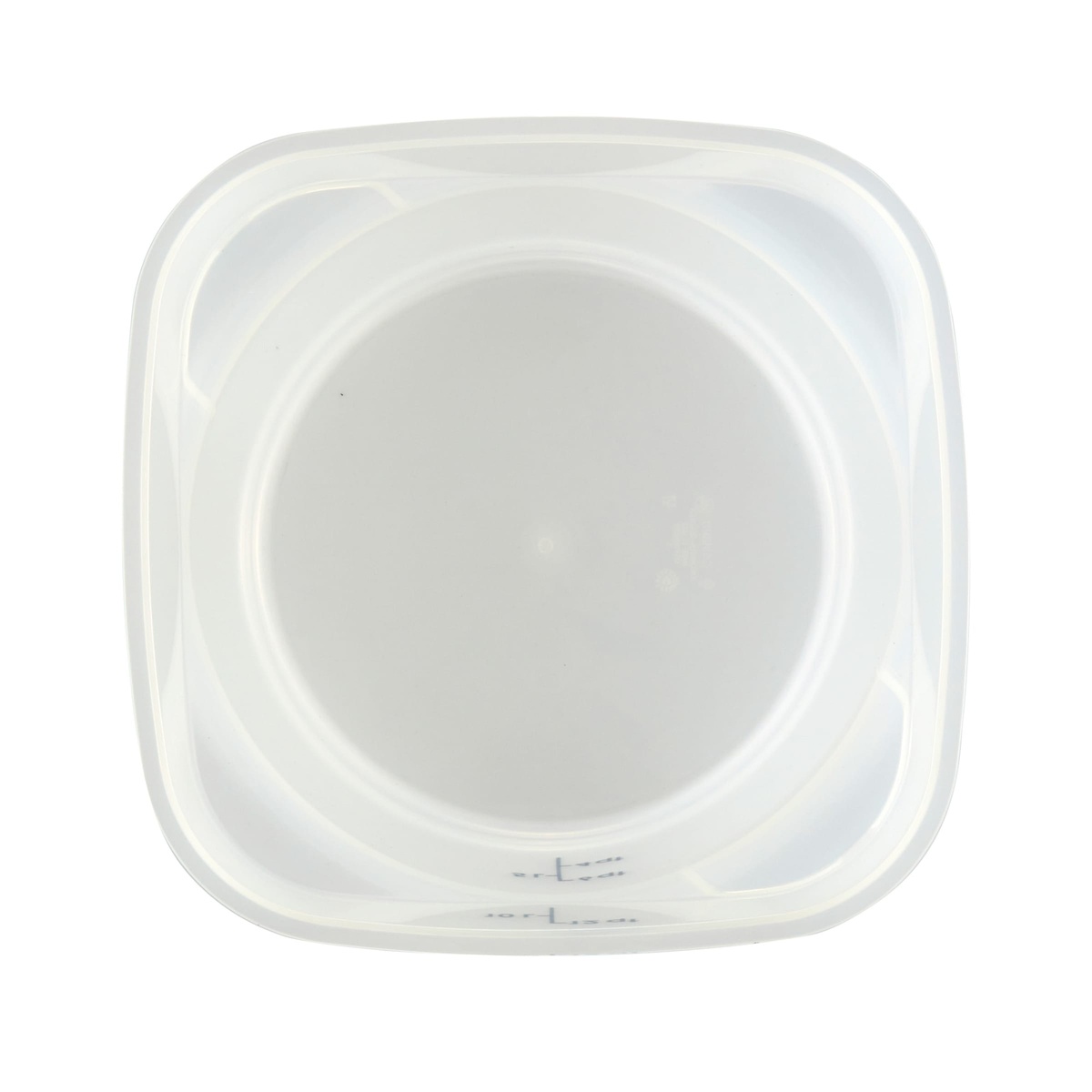 Top-down view of Cambro 12-quart round food storage container showing round interior and recessed handle design