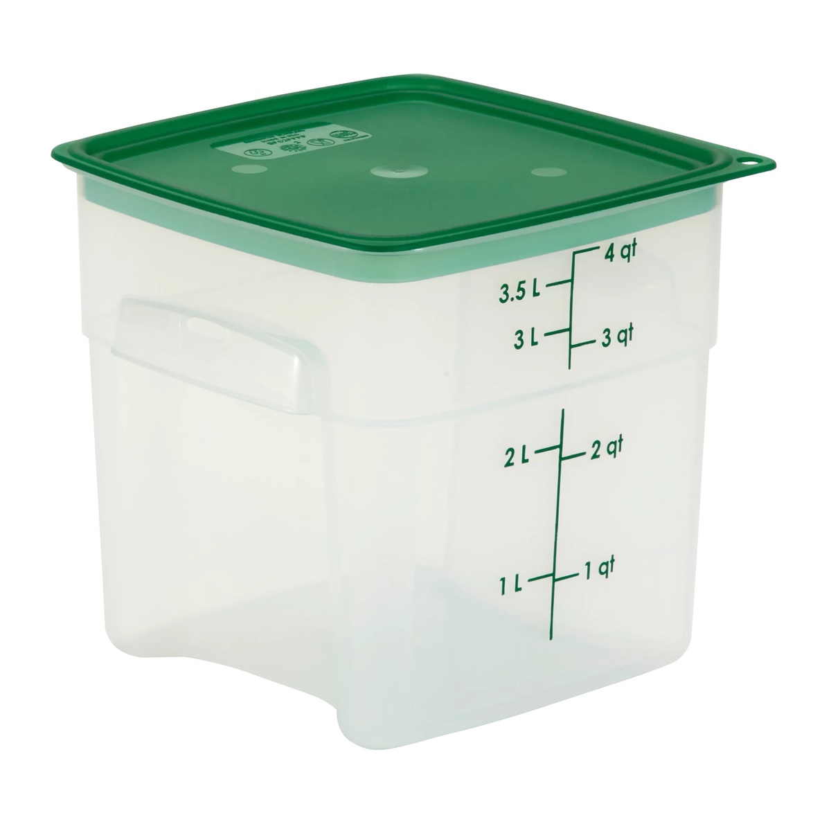 Square translucent container shown with a matching square seal cover lid