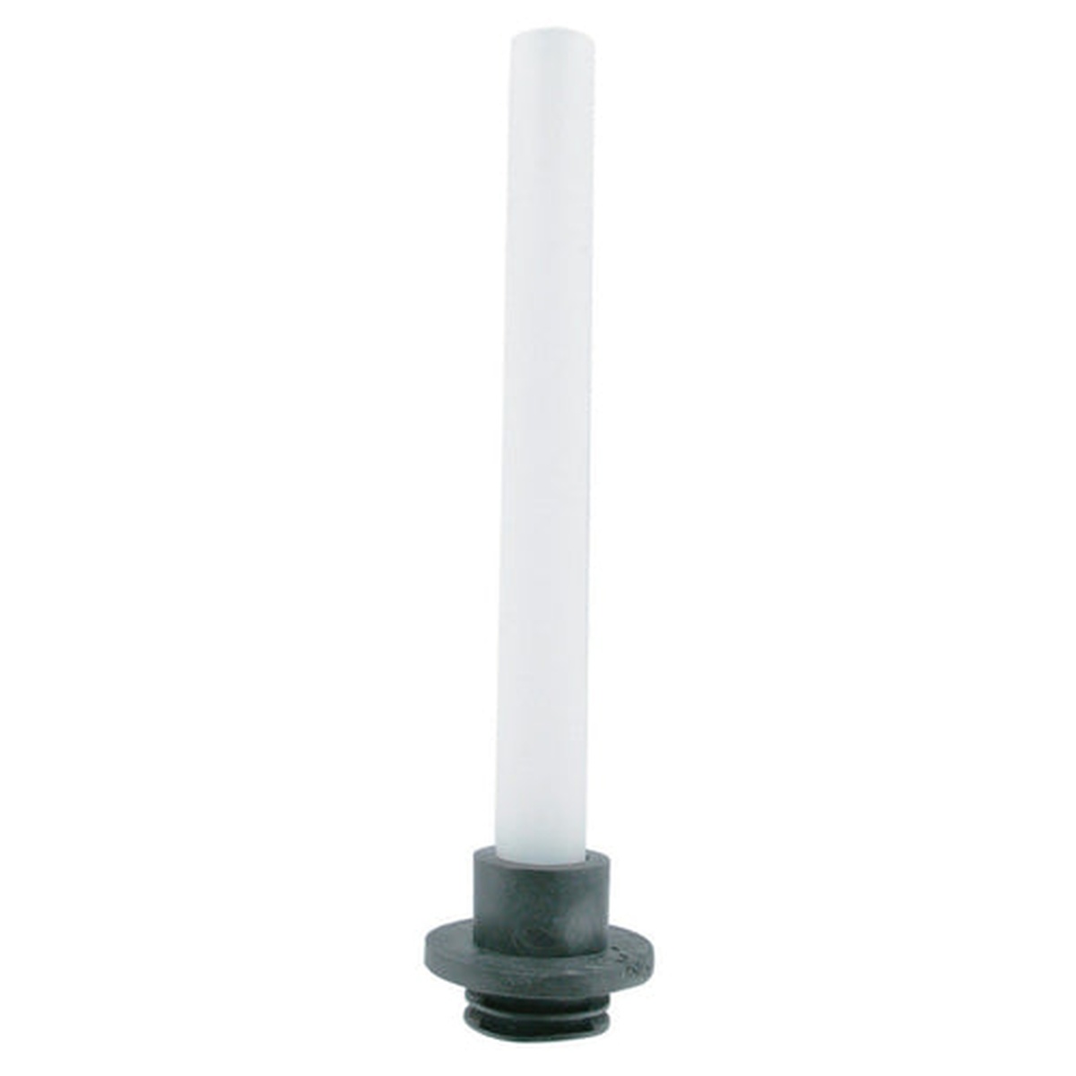 Spill-Stop 13-700 clear plastic 7-inch overflow pipe with dark rubber base fitting