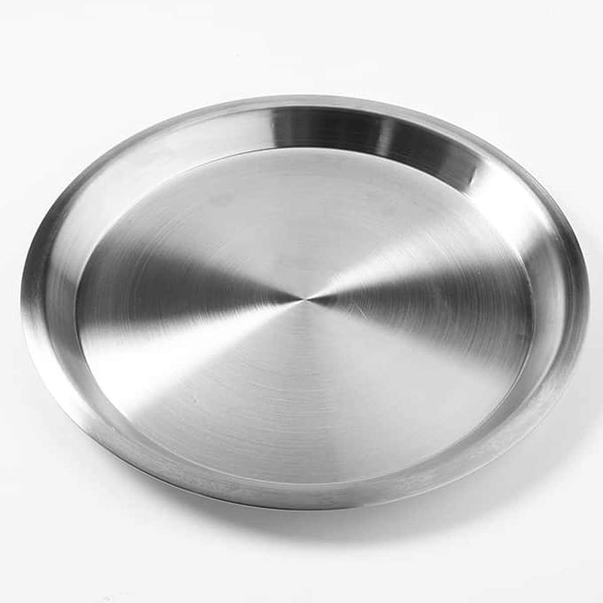 American Metalcraft 13001 stainless steel round pan, single unit on white background