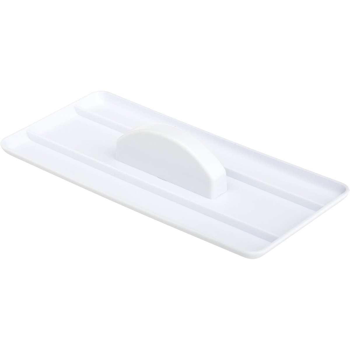 Ateco 1302 white plastic fondant smoother with handle, top angled view