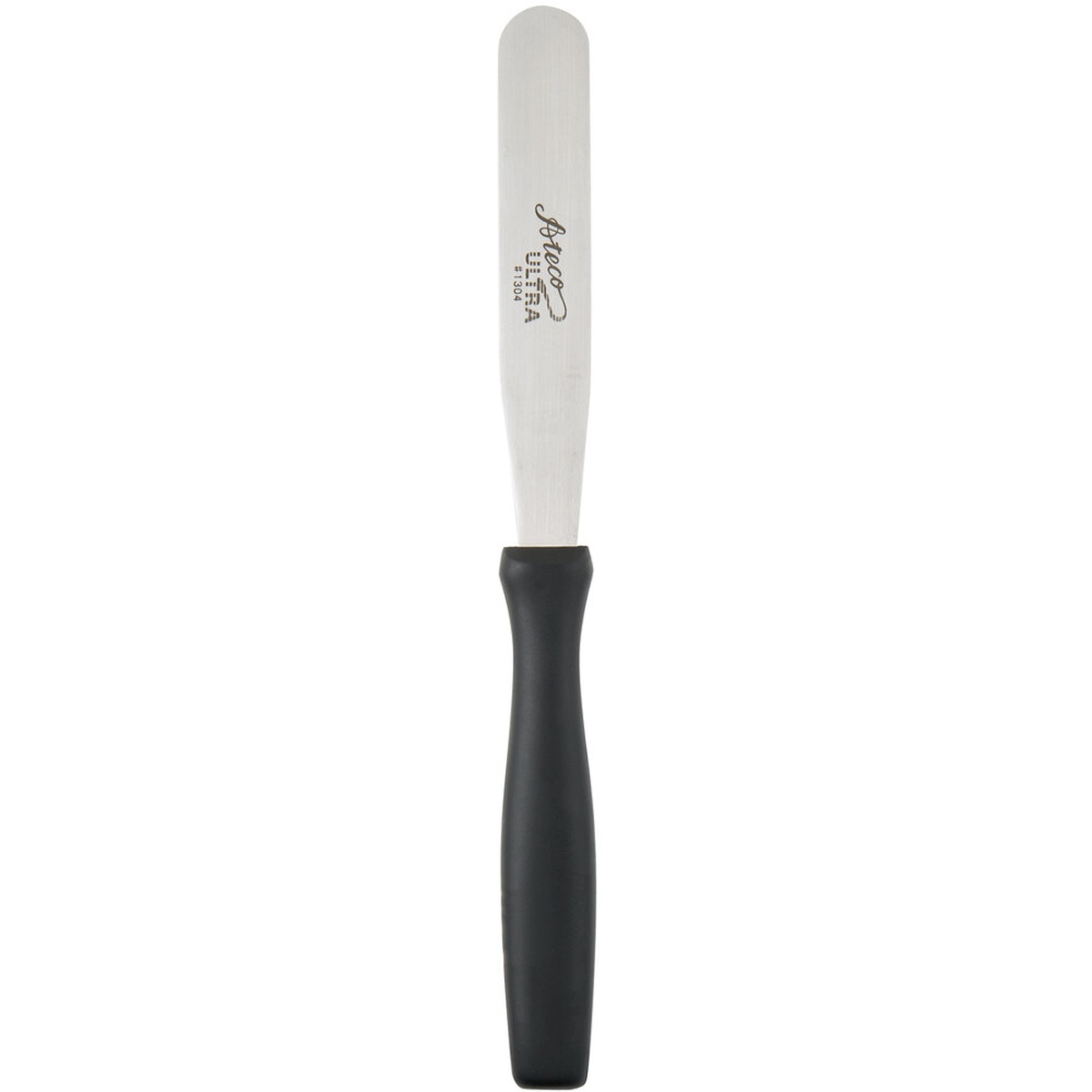 Ateco 1304 straight icing spatula with stainless steel blade and black polypropylene handle