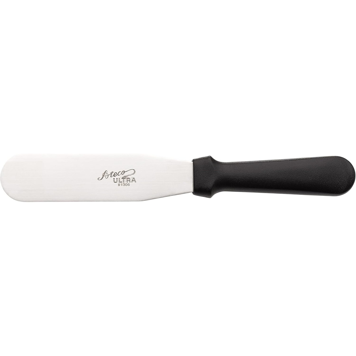 Ateco Ultra 1306 straight icing spatula with stainless steel blade and black polypropylene handle