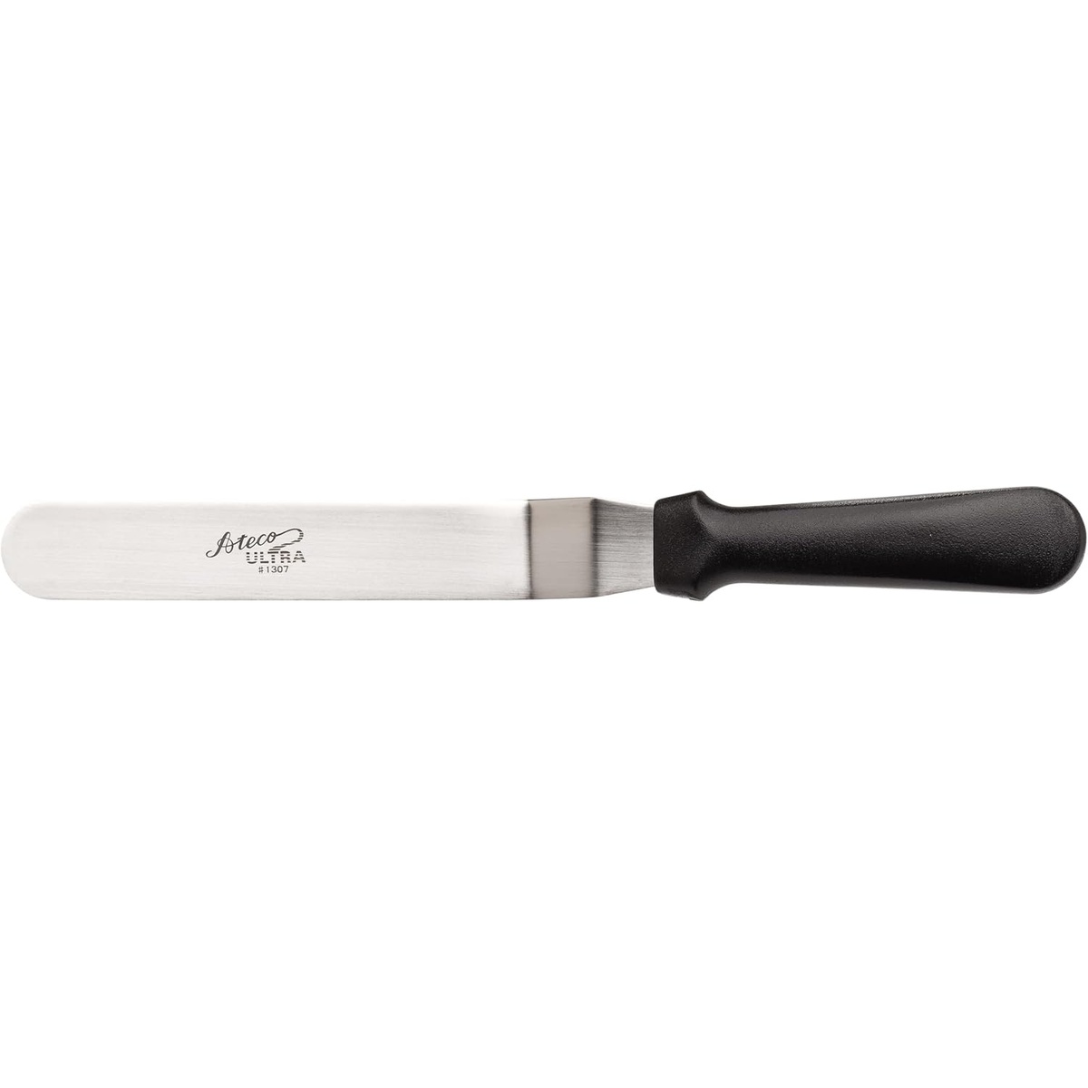 Ateco 1307 Ultra offset icing spatula with stainless steel blade and black polypropylene handle